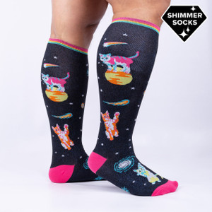 Sock It To Me STRETCH-IT Wide Calf - Space Cats Knee High Socks Sock It To Me STRETCH-IT Wide Calf - Space Cats Knee High Socks