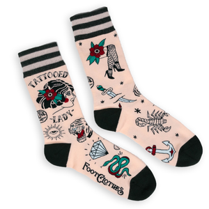 Foot Clothes - Tattooed Lady Crew Socks Foot Clothes - Tattooed Lady Crew Socks