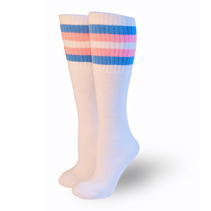 Transcend Trans Flag Under the Knee (19") Tube Socks Transcend Trans Flag Under the Knee (19") Tube Socks