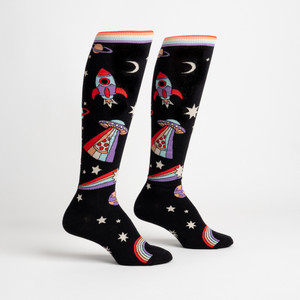 Sock It To Me - You are Outta this World Pizza Space Ship Knee High Socks Sock It To Me - You are Outta this World Pizza Space Ship Knee High Socks