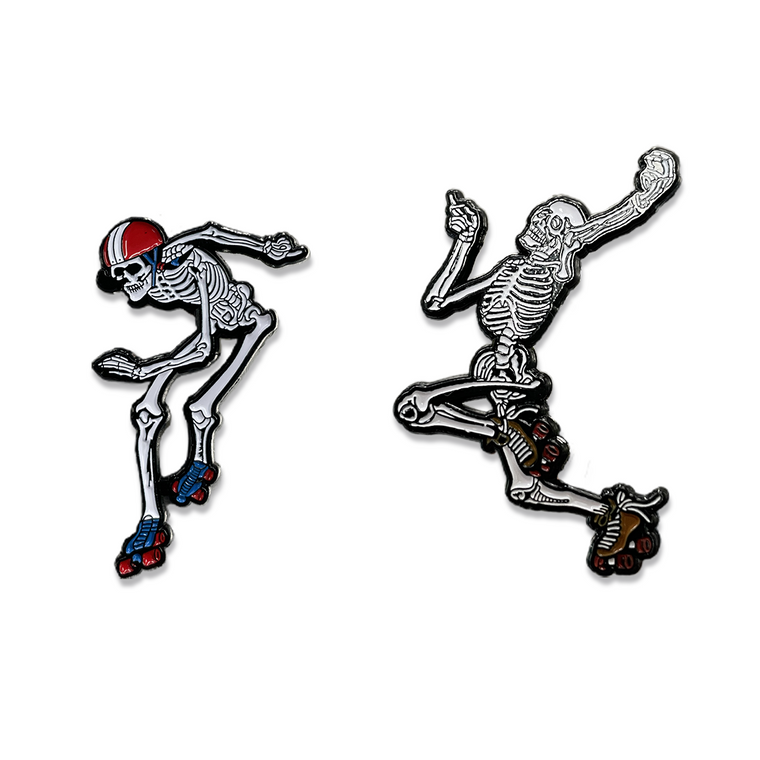 Rollerbones Skeleton Lapel Pin