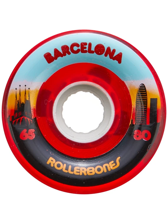 Rollerbones Barcelona Red Outdoor Wheels  (80A, 65mm, 8-Pack)