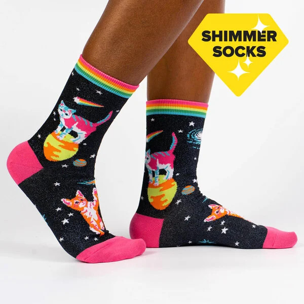 Sock It To Me Crew Socks - Space Cats
