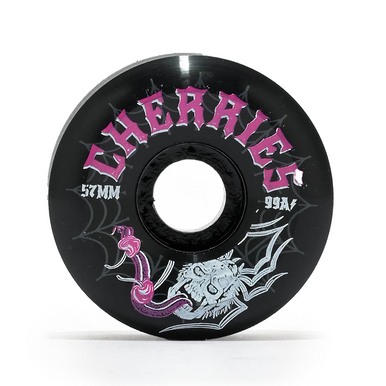 ポリンキー Cherries Spiders Black Skate Park Wheels (99A, 57mm or 54mm, 4-Pack)