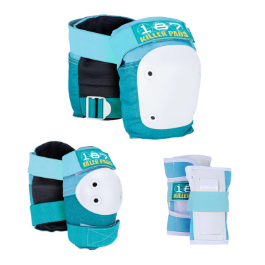 187 Killer Pads 膝パッド　S 187 Killer Pads Six Pack Adult Pad Set - Jade Blue