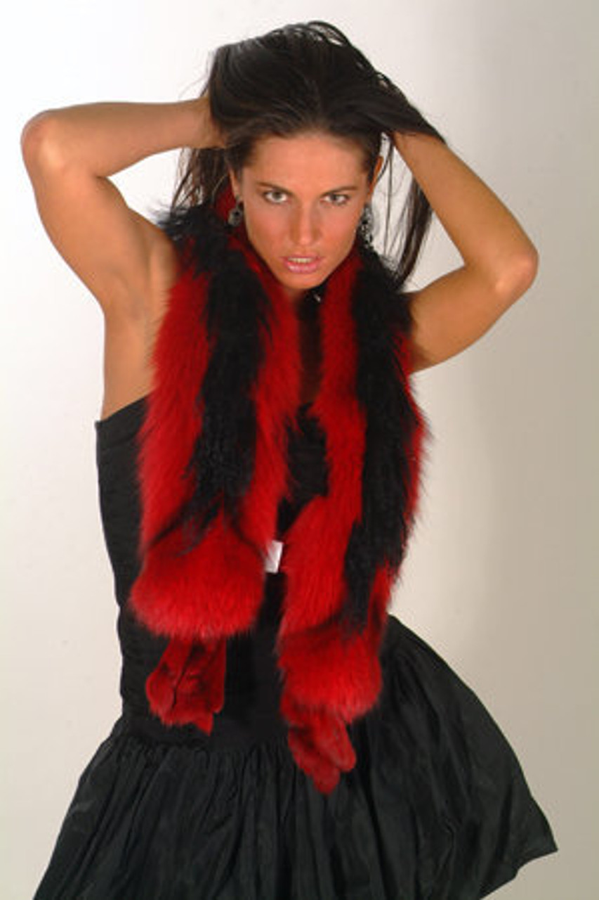 Red Curly Fox Fur Design Tails Boa