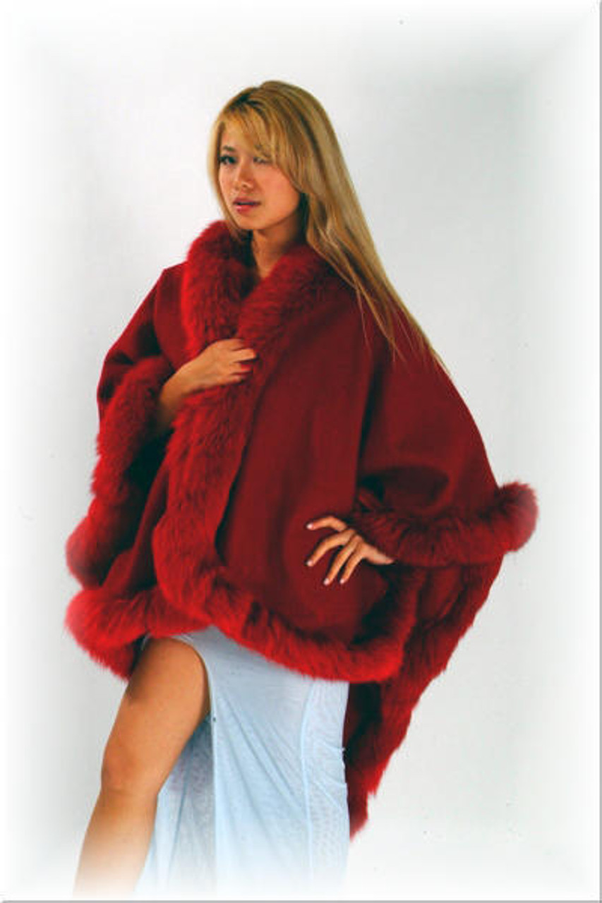 red poncho with fur