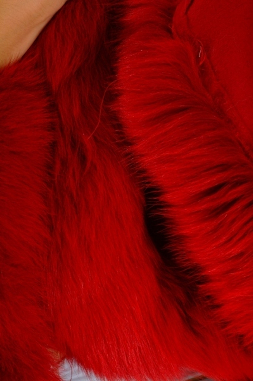 Red Fur Cape with Fox Fur Trim - furoutlet - fur coat, fur jackets, fur  hats, prices subject to change without notice, so order now!