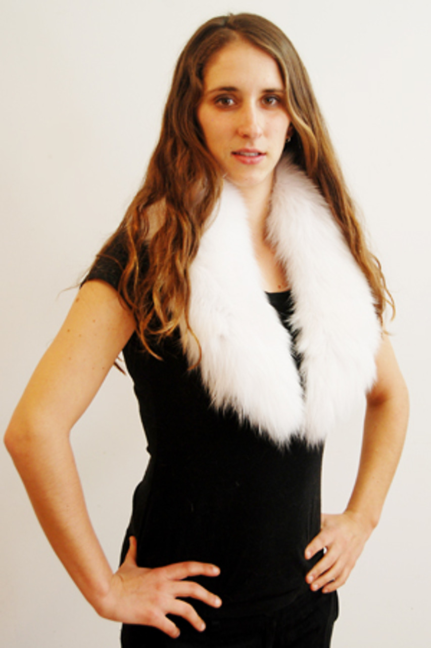 white fox fur collar