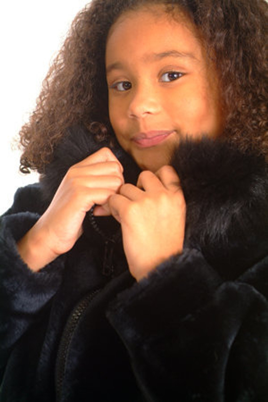 Kids black faux fur clearance coat