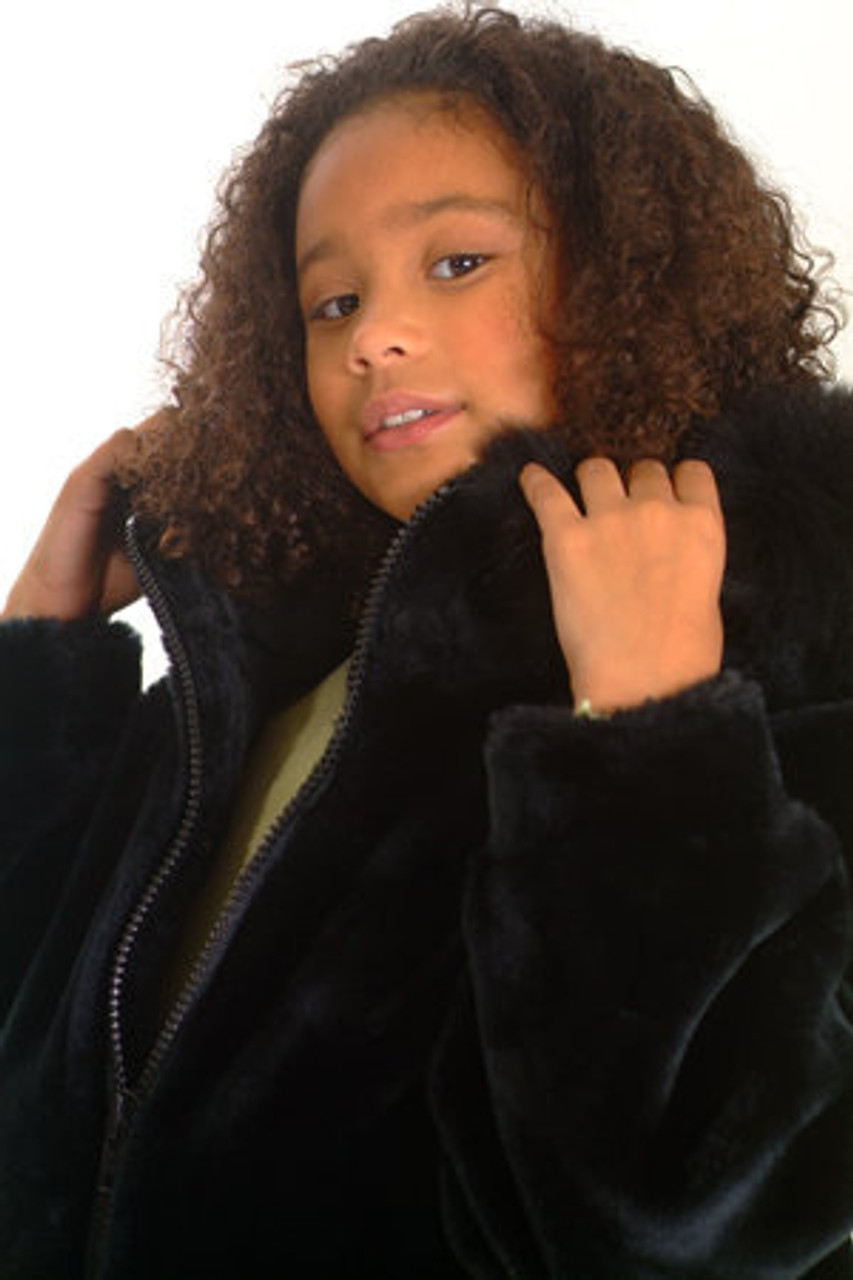 Kids Black Faux Jacket furoutlet fur coat fur jackets fur