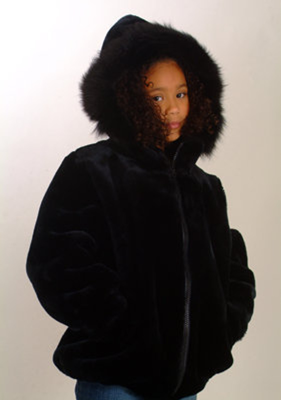 Kids Black Faux Jacket furoutlet fur coat fur jackets fur