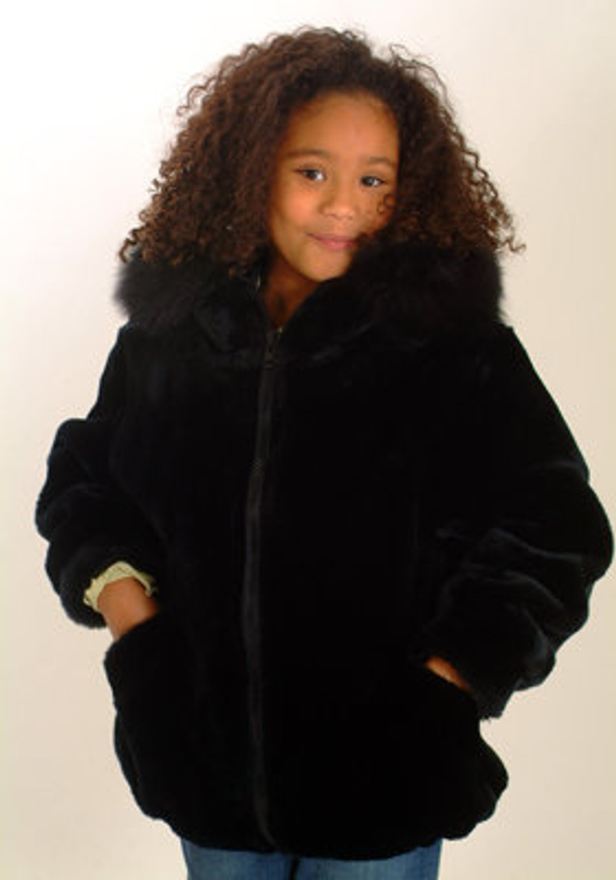 Kids Black Faux Jacket furoutlet fur coat fur jackets fur