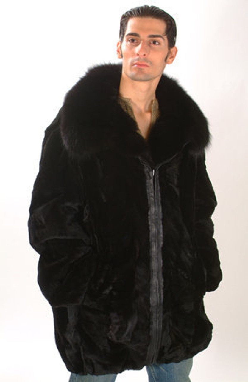 Men's Black Mink Fur Bomber Jacket 1 - furoutlet - fur coat, fur ...