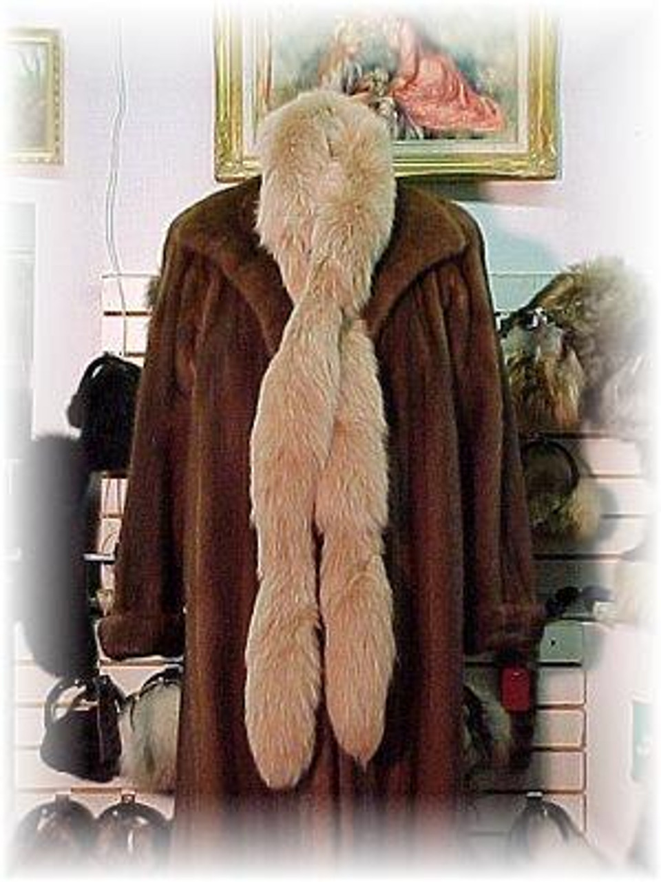 Dyed Beige Fox Fur Tail Boa