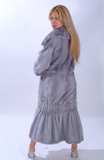 Blue Iris / Azurine Mink Coat - furoutlet