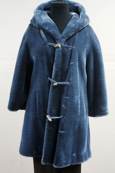 Faux Blue Beaver Jacket With Hood