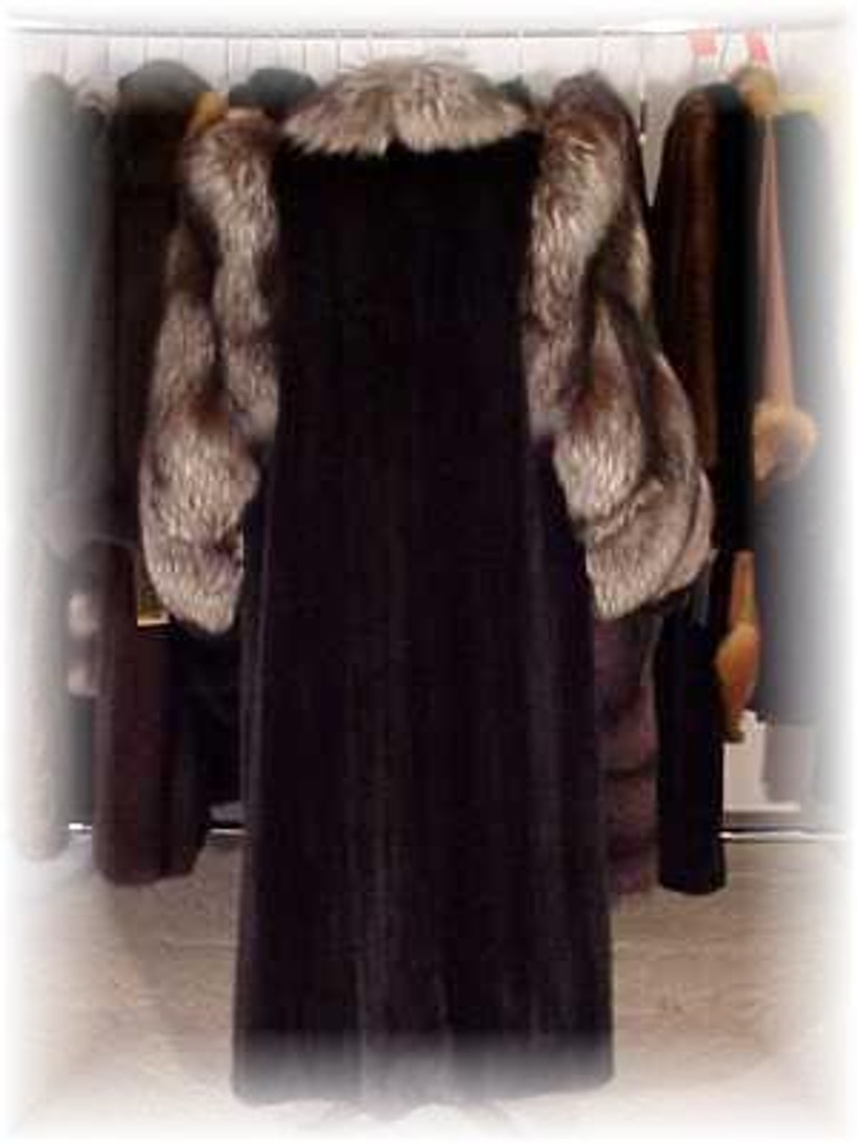 Full Skin Mink Fur Coat with Fox Trim
