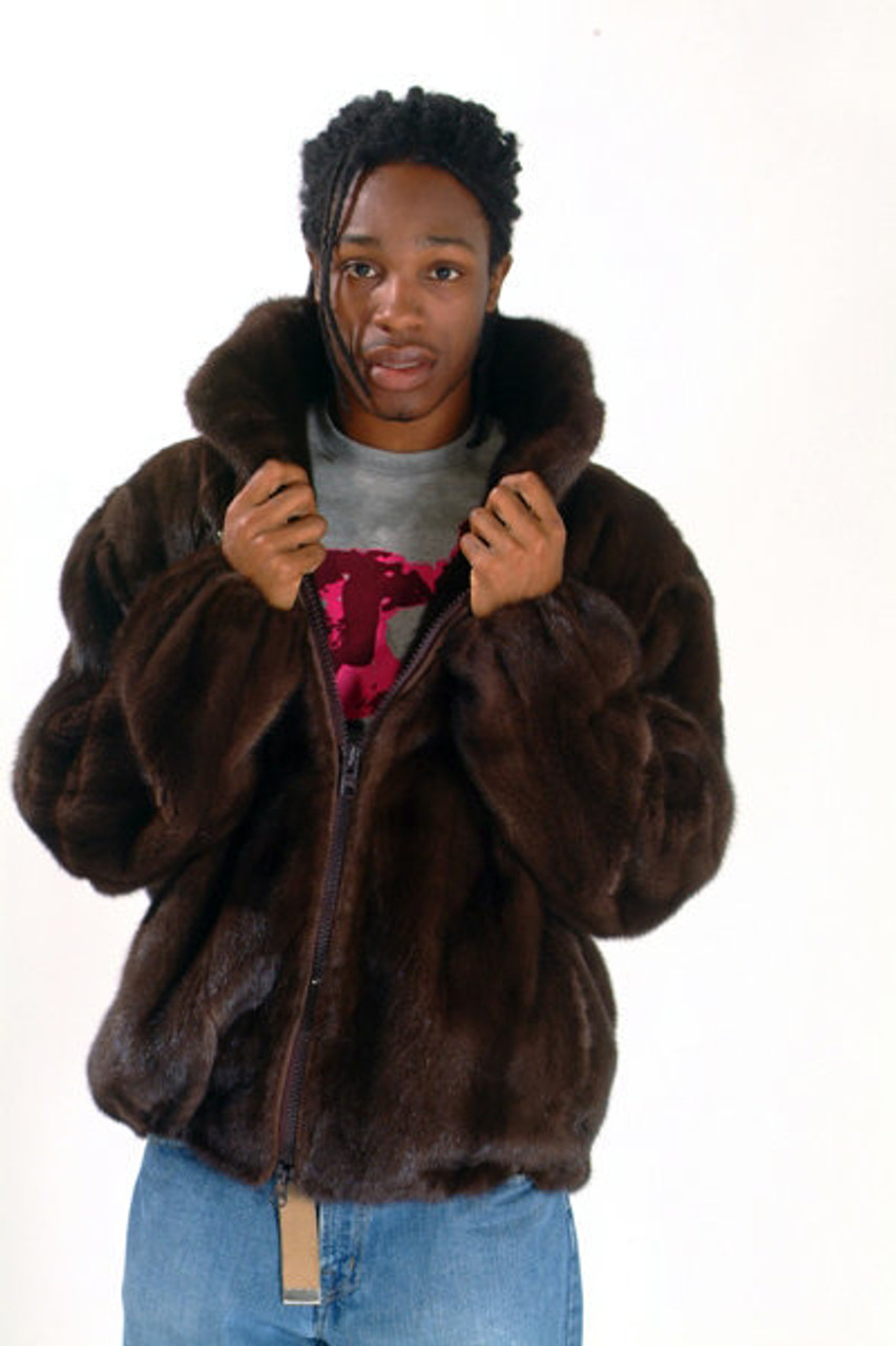 Men's Blue Iris Mink Bomber - Elmar Furs