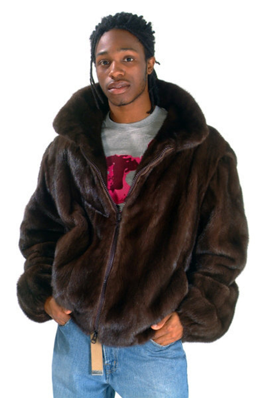 Brown Mink Bomber Fur Jacket