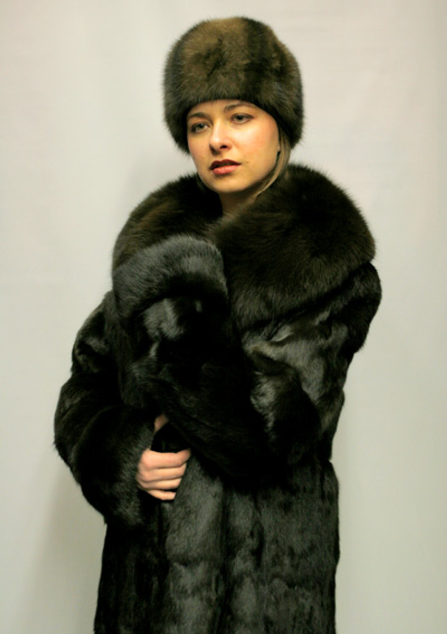 mink coat and hat
