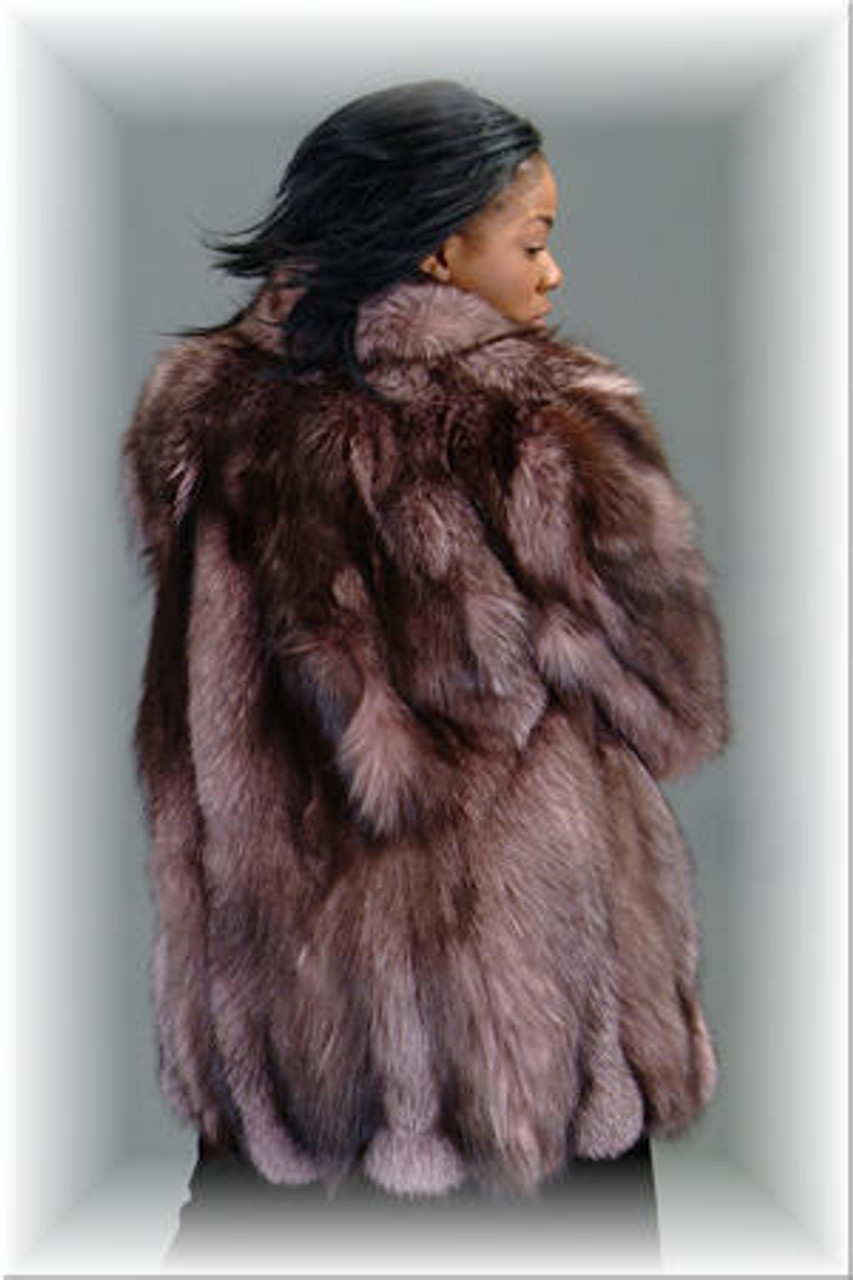 burgundy fox fur coat