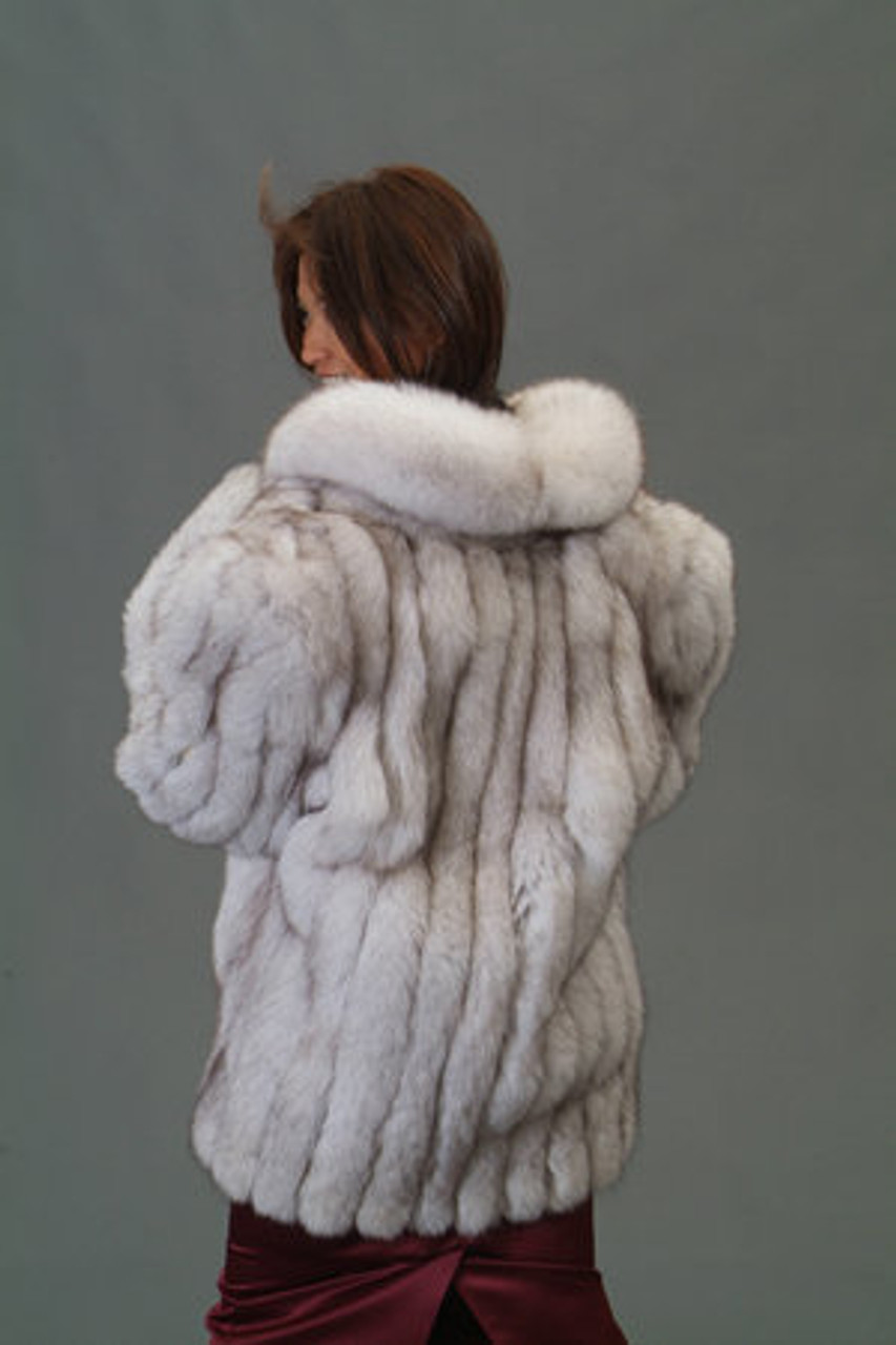 White Fox Fur Jacket- Shawl Collar