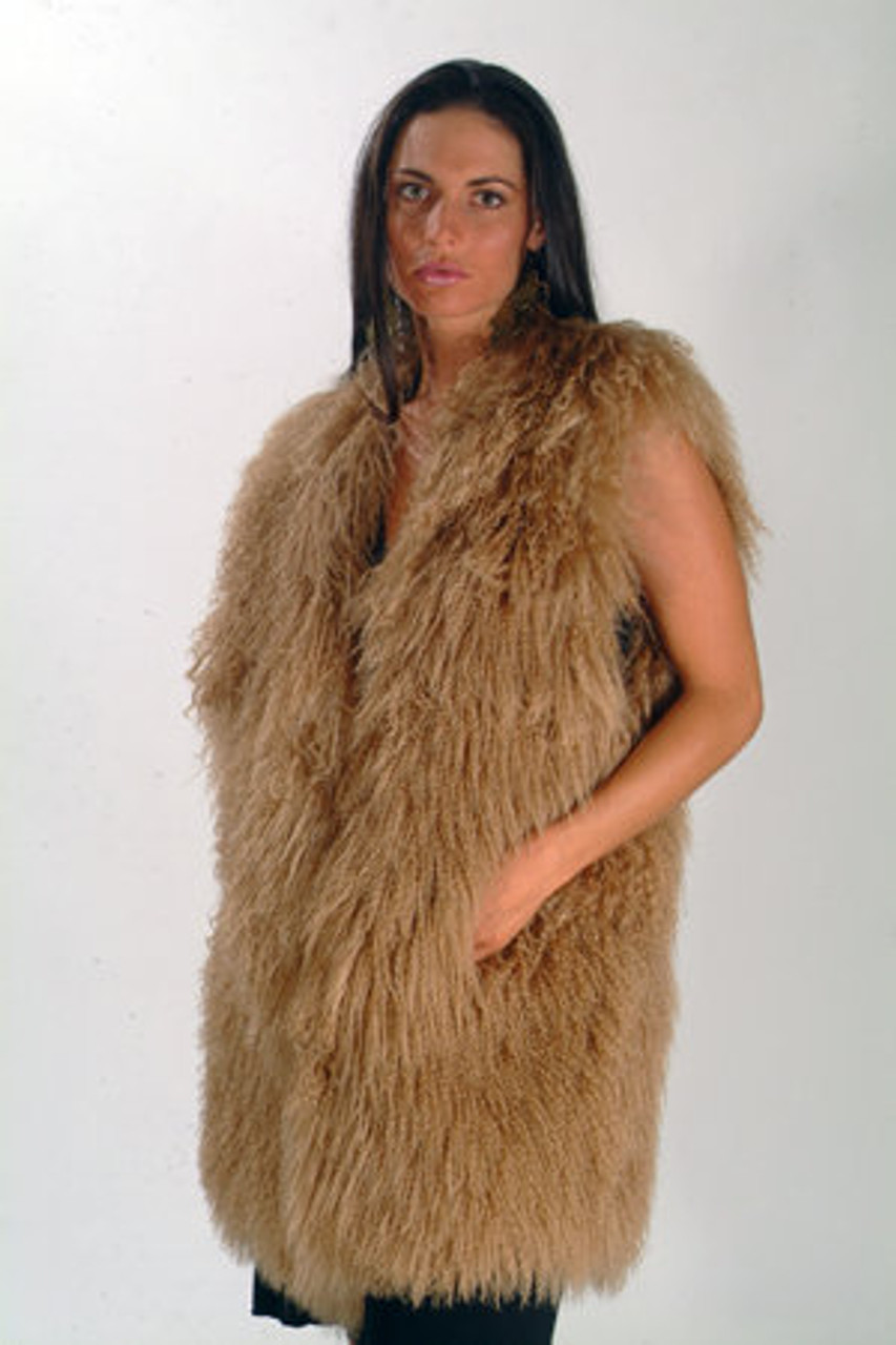 think fur Curly Fur Long Vest
