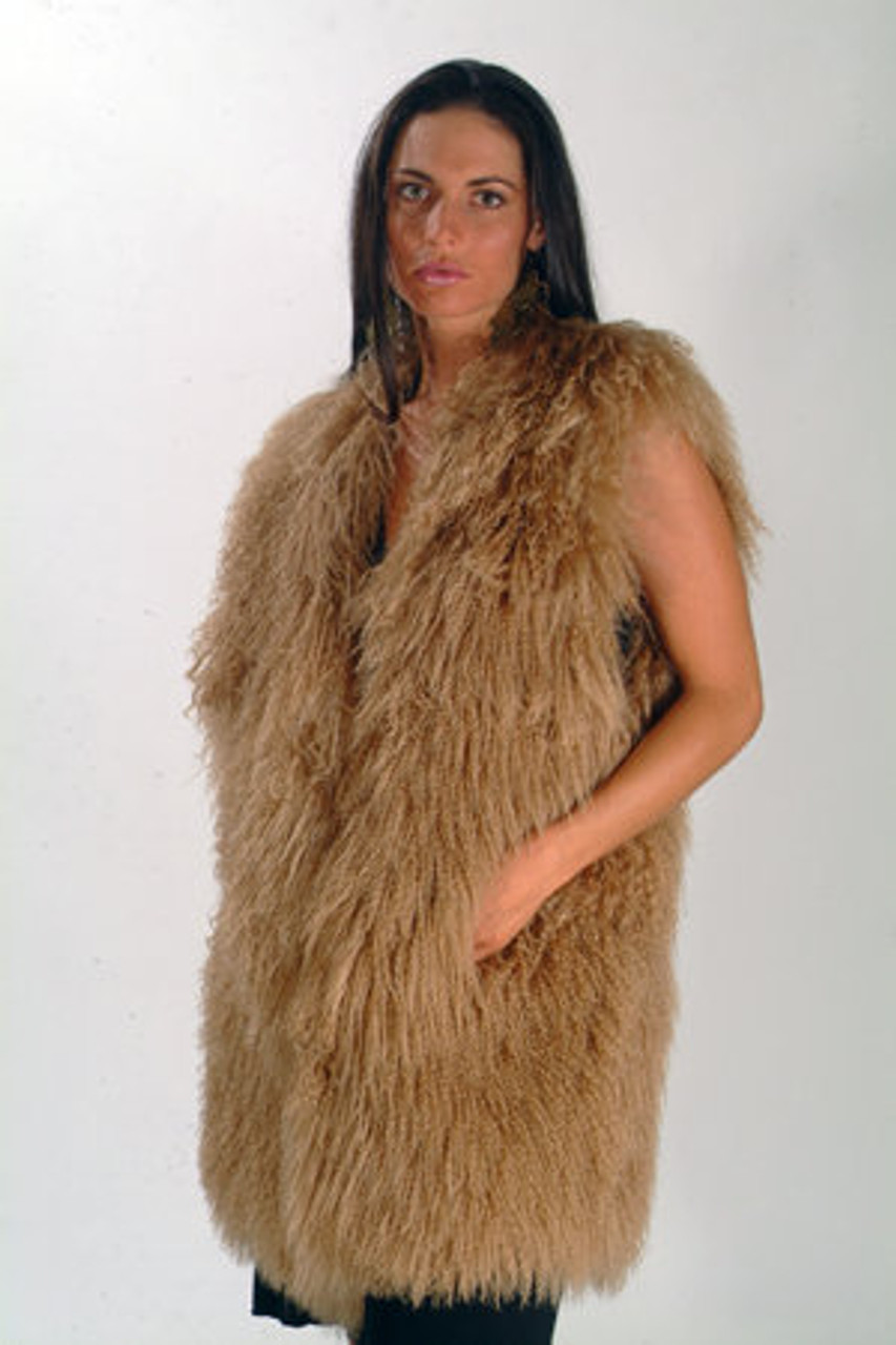 Brown Fur Curly Vest - furoutlet - fur coat, fur jackets, fur hats