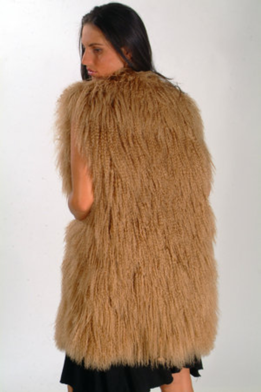 Brown Fur Curly Vest - furoutlet - fur coat, fur jackets, fur hats