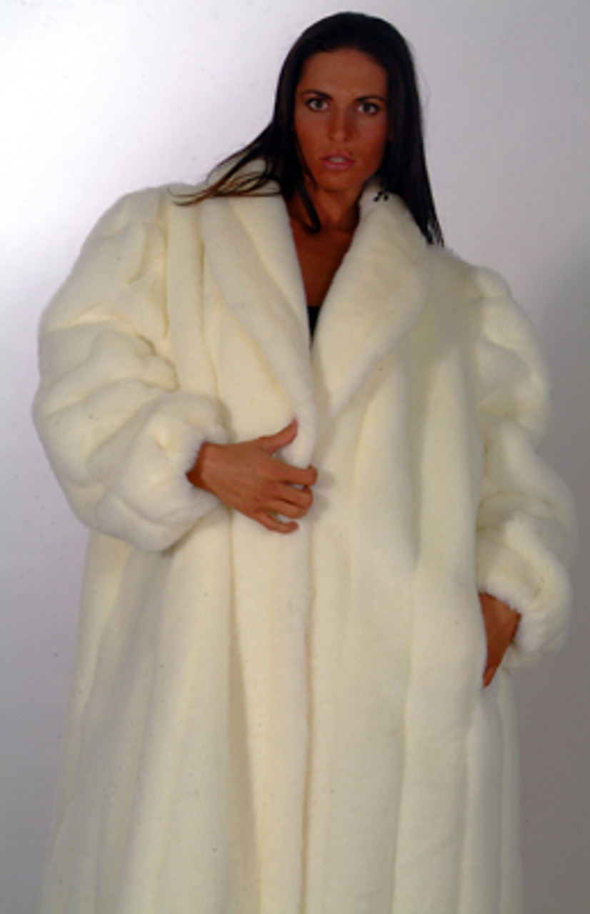 white faux fur jacket