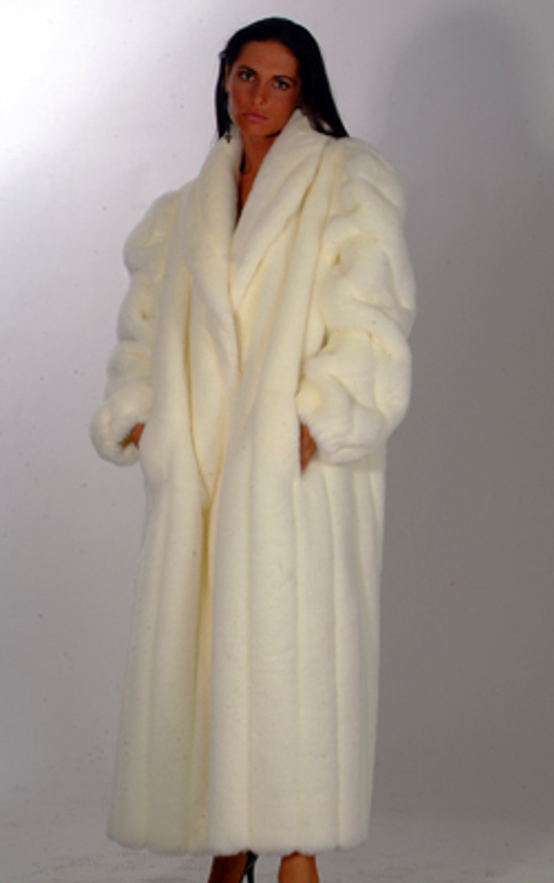 White Faux Fur Coat 1 - furoutlet - fur coat, fur jackets, fur