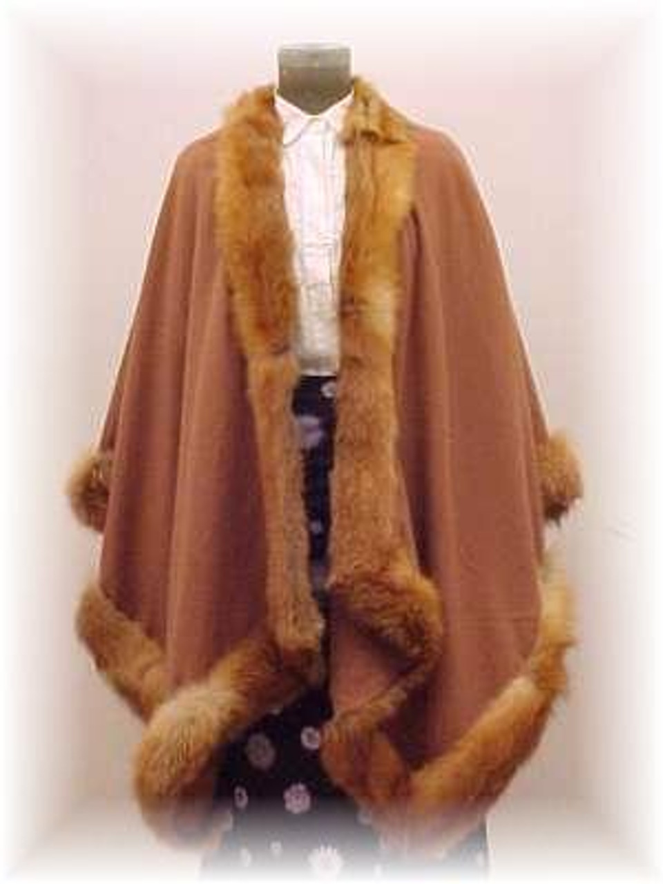 Red Fur Cape with Fox Fur Trim - furoutlet - fur coat, fur jackets