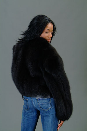 Full Skin Black Fox Bolero Fur Jacket 