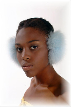 Sky Blue Fox Fur Earmuffs