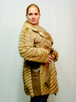 Vintage Mink Fur Jacket With Leather Belt