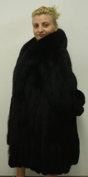 Black Pelt Skin Fox Fur Jacket