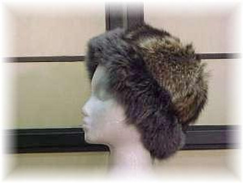 Raccoon Fur Hat with Dyed Blue Raccoon Fur Trim Raccoon Fur Hat with Dyed Blue Raccoon Fur Trim