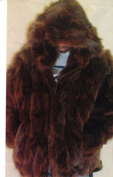 Brown Fox Mens Bomber Hooded Fur Jacket Brown Fox Mens Bomber Hooded Fur Jacket