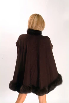 Brown Fox Cape with Fox Fur Trim