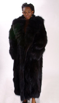 Black Fox Long Coat w/ Large Black Fox Wing Collar Black Fox Long Coat w/ Large Black Fox Wing Collar