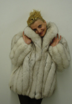 Natural Blue Fox Skin Bomber Fur Jacket Natural Blue Fox Skin Bomber Fur Jacket