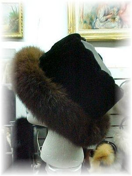 Brown Fox Fur Hat with Beaver Trim & Leather Brown Fox Fur Hat with Beaver Trim & Leather