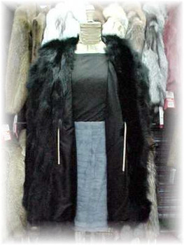 Black Fox Sectional Fur Jacket with Hood Black Fox Sectional Fur Jacket with Hood