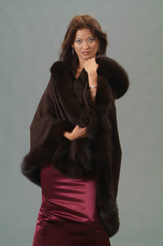 Brown Fox Cape with Fox Fur Trim 1