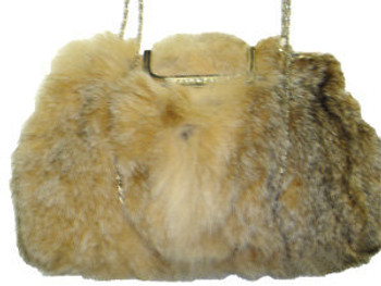 Beige Fur Coat Bag Made Natural Lynx Fur Hands Mannequin Stock