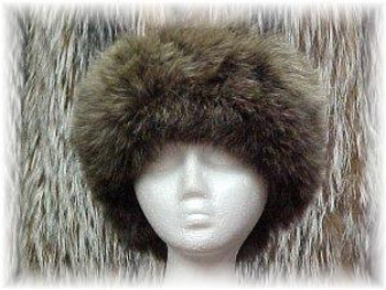 Full Skin Dyed Brown Coyote Fur Headwrap