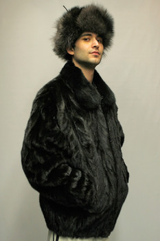 Black Mink Fur Bomber Jacket