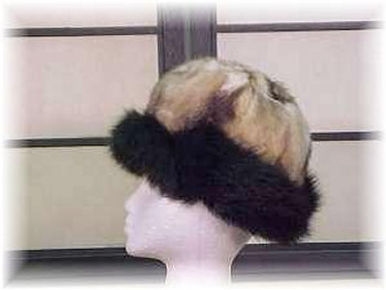 Fitch Fur Hat with Black Fox Fur Trim Fitch Fur Hat with Black Fox Fur Trim