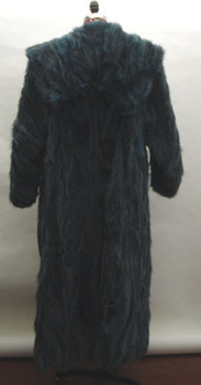 Sectional Fox Long Ladies Coat w/ Hood Dyed green long coat Large Princess Collar Can be used as a hood Hook and Eye Closure Fur Origin: Norway Manufactured: USA
